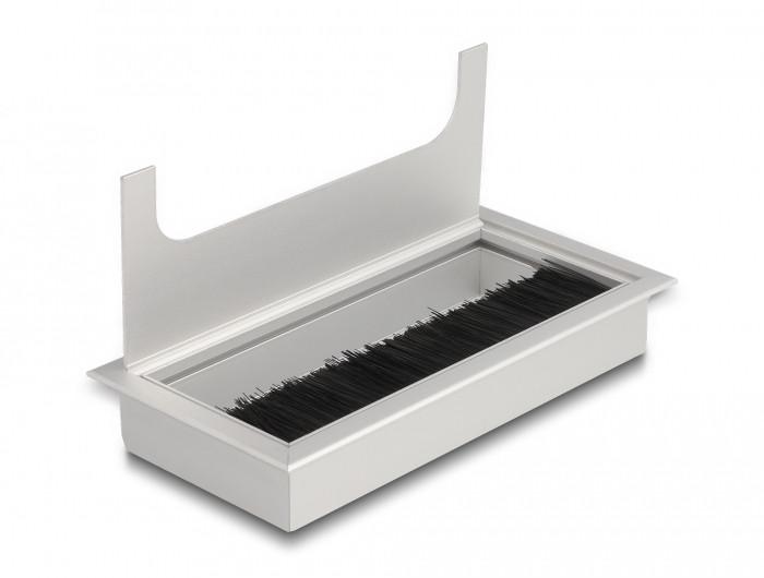 DeLock  Passacavo per montaggio su tavolo con spazzola 160 x 80 x 28 mm argento 