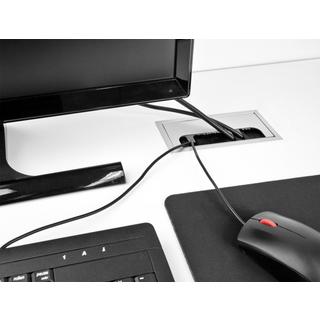 DeLock  Passacavo per montaggio su tavolo con spazzola 160 x 80 x 28 mm argento 