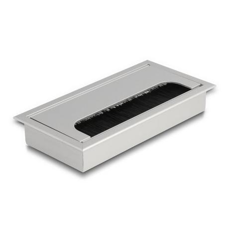 DeLock  Passacavo per montaggio su tavolo con spazzola 160 x 80 x 28 mm argento 