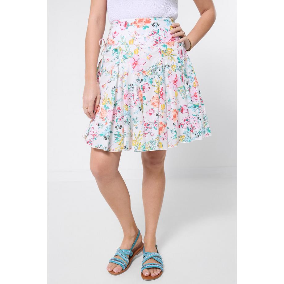 Joe Browns Midirock mit Blumenprint und Schnürdetail  