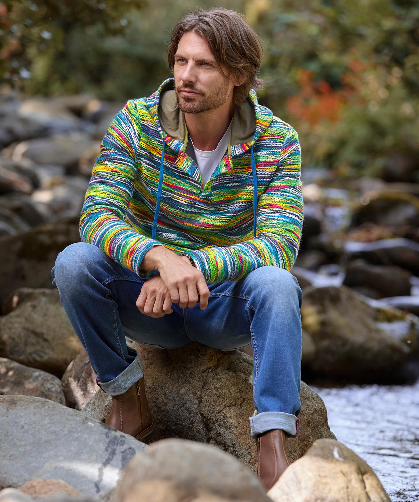 Joe Browns Hoodie rayé avec patte de boutonnage  