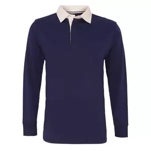Mens Classic Fit Long Sleeve Vintage Rugby Shirt
