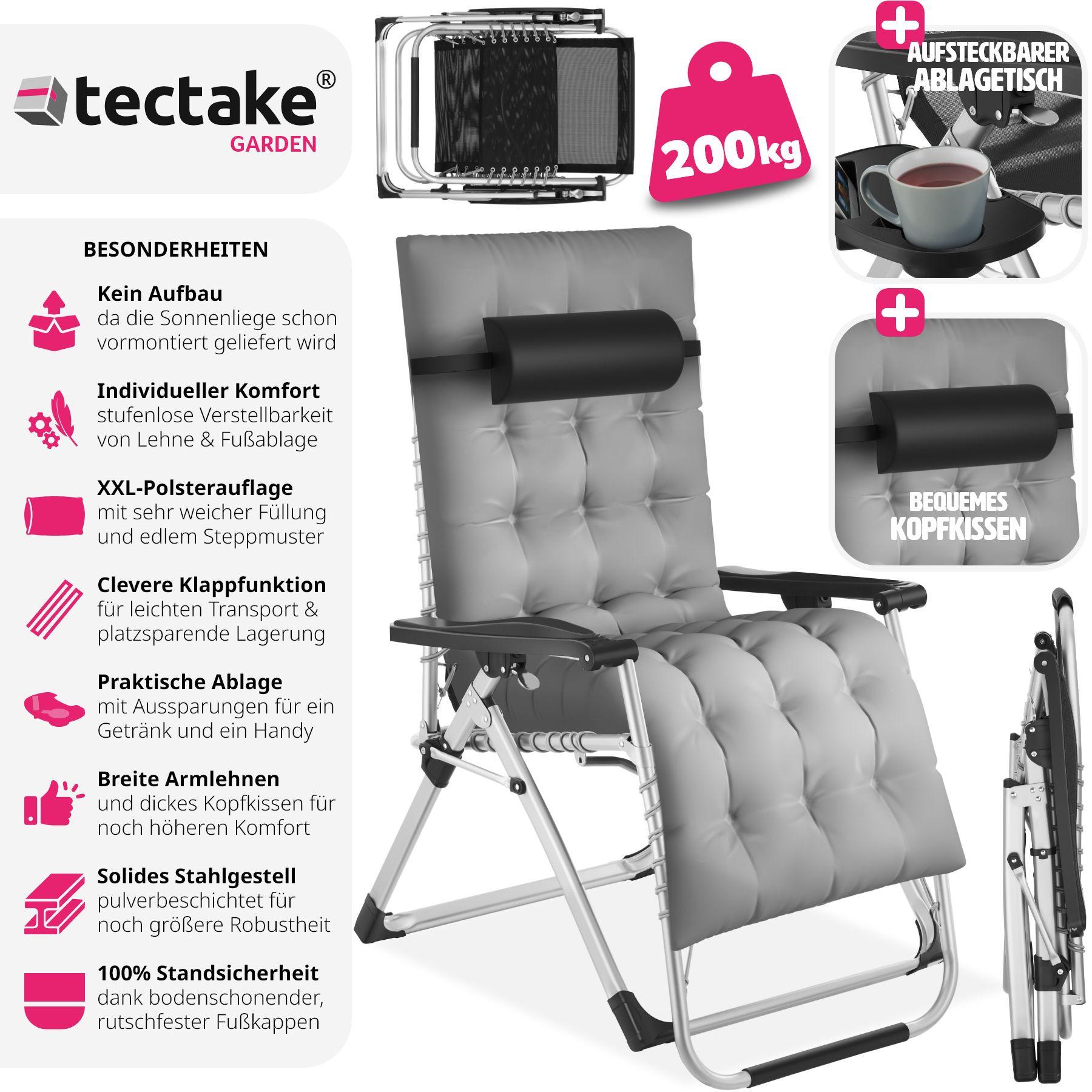 Tectake Sonnenliege Cloud klappbar, stufenlos verstellbar  