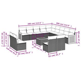 VidaXL Ensemble de canapés de jardin rotin synthétique  