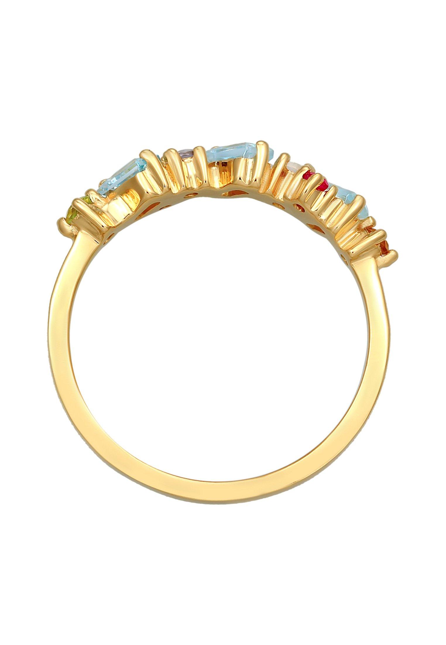 Elli  Bague Elli Premium Ring Peridot Topas Mondstein Glamour 925 Silber Vergoldet 