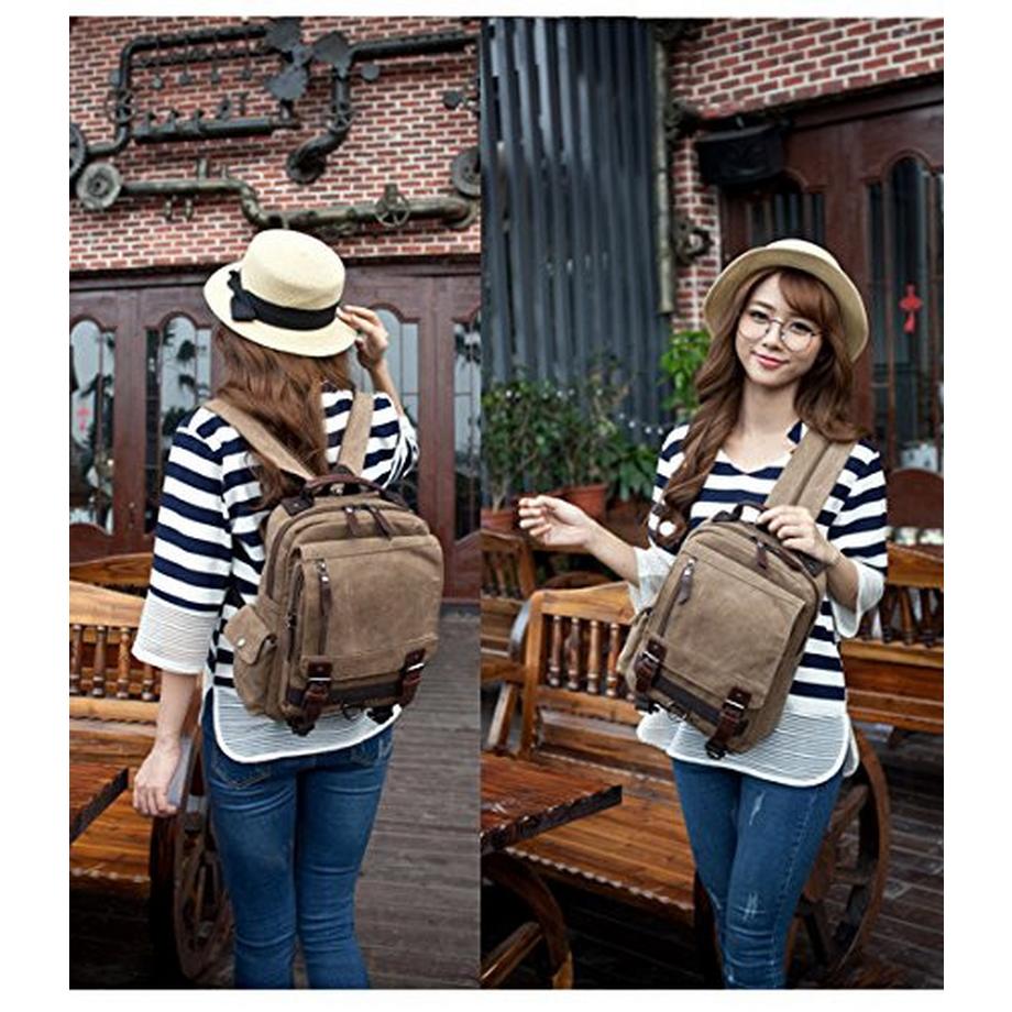 Only-bags.store Zaino Messenger Vintage in Tela per Lavoro e Scuola  