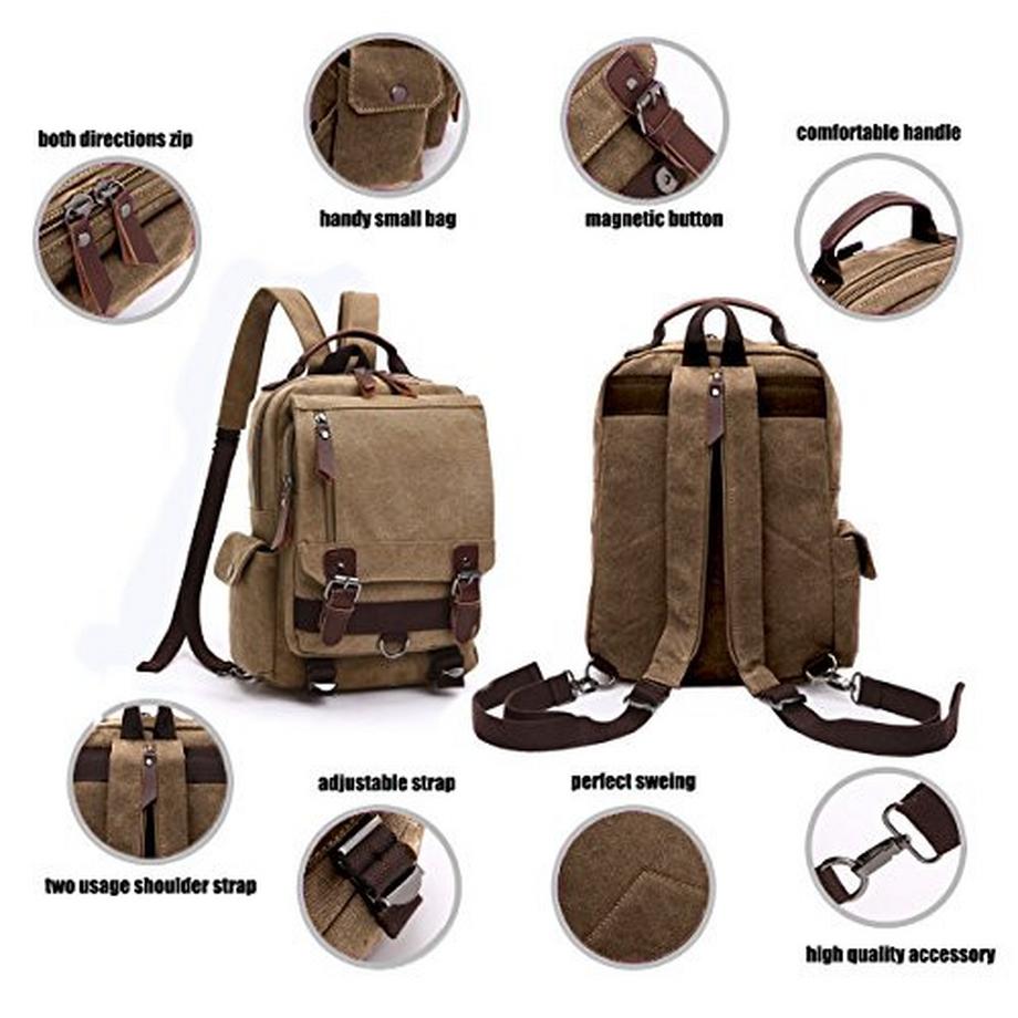 Only-bags.store Zaino Messenger Vintage in Tela per Lavoro e Scuola  