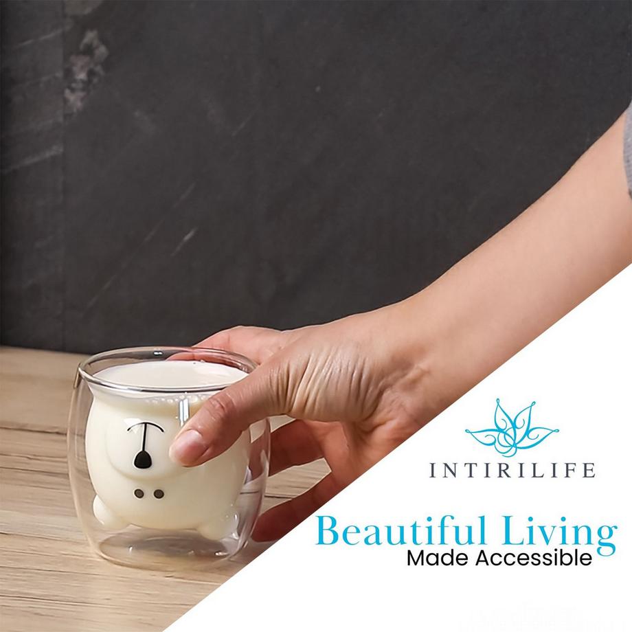 Intirilife 2x Verre à Double Paroi avec Ours  