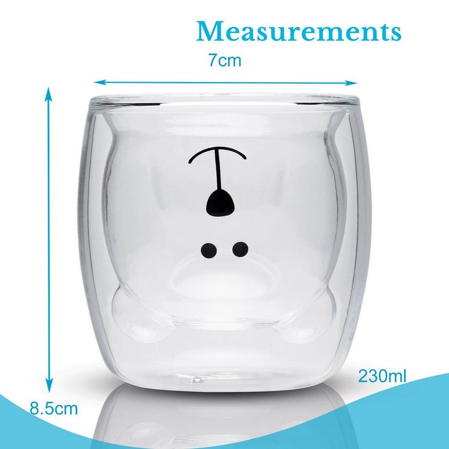 Intirilife 2x Verre à Double Paroi avec Ours  