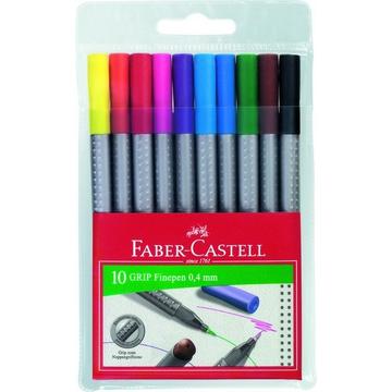 FABER-CASTELL Grip Finepen 0,4mm 151610 10 Farben, Etui