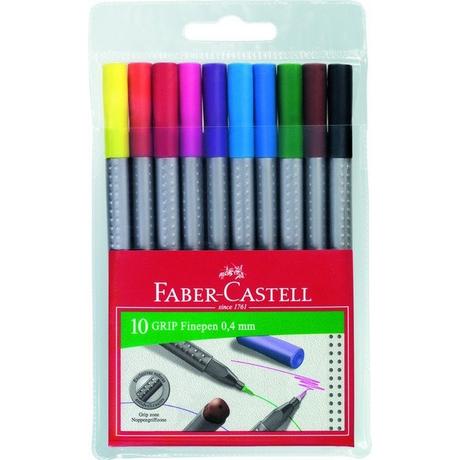 Faber-Castell FABER-CASTELL Grip Finepen 0,4mm 151610 10 Farben, Etui  