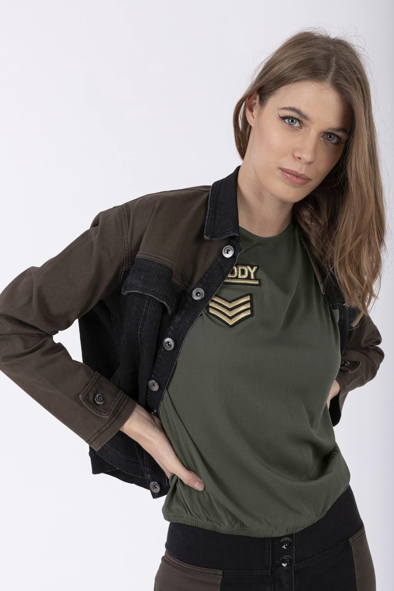 FREDDY Giacca Lunga in Denim Color Block  