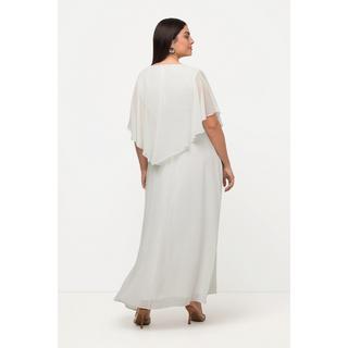 Ulla Popken  Brautkleid, Drapierung, V-Ausschnitt, Halbarm-Cape 