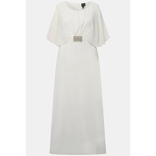 Ulla Popken Abito da sposa drappeggiato scollo a V mezze maniche a mantellina  