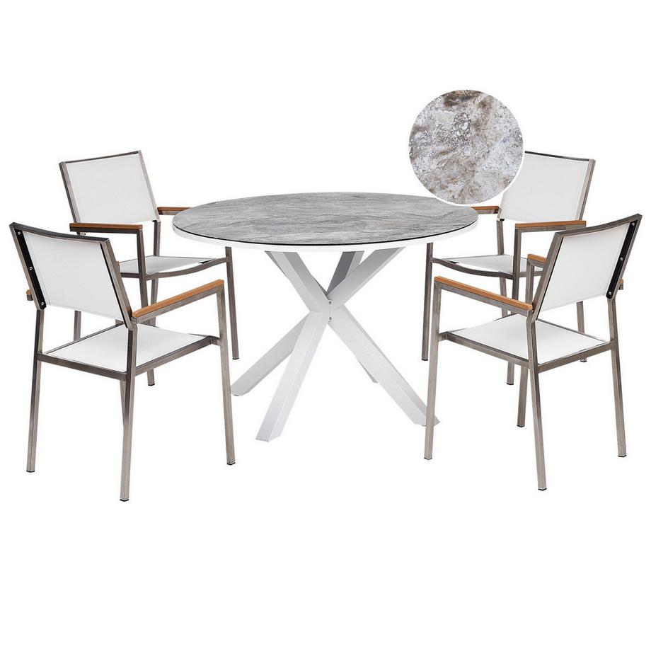 Beliani Ensemble de salle à manger de jardin pour 4 personnes en Aluminium  MALETTO/GROSSETO  