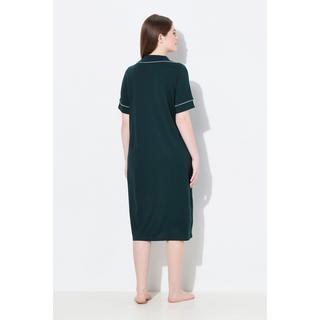 Ulla Popken Camicia da notte Pistagna Collo Revers Mezze Maniche  