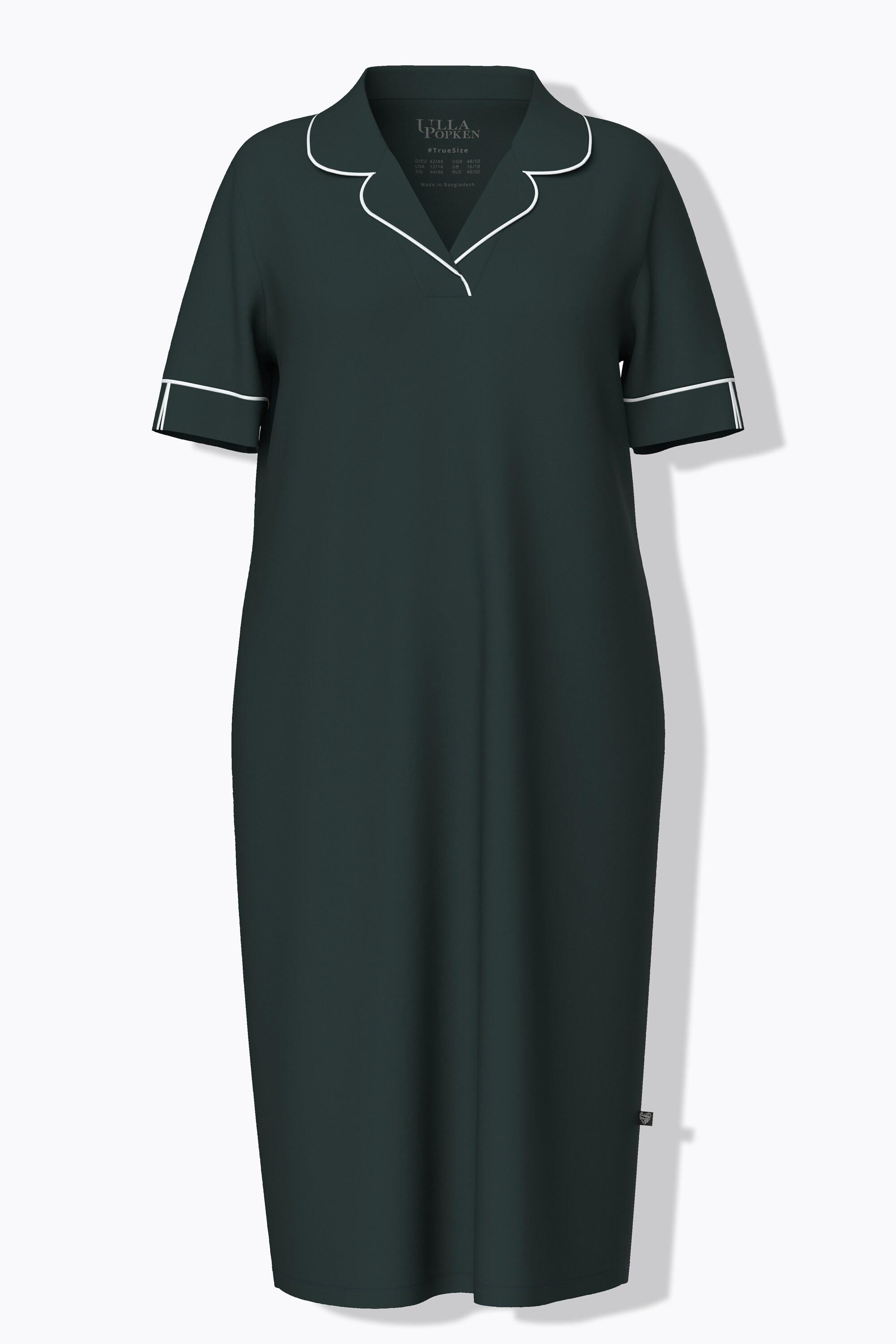 Ulla Popken Camicia da notte Pistagna Collo Revers Mezze Maniche  