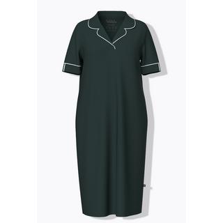 Ulla Popken Camicia da notte Pistagna Collo Revers Mezze Maniche  