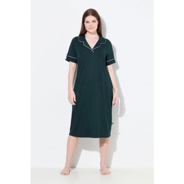 Camicia da notte con pistagna, revers e mezze maniche