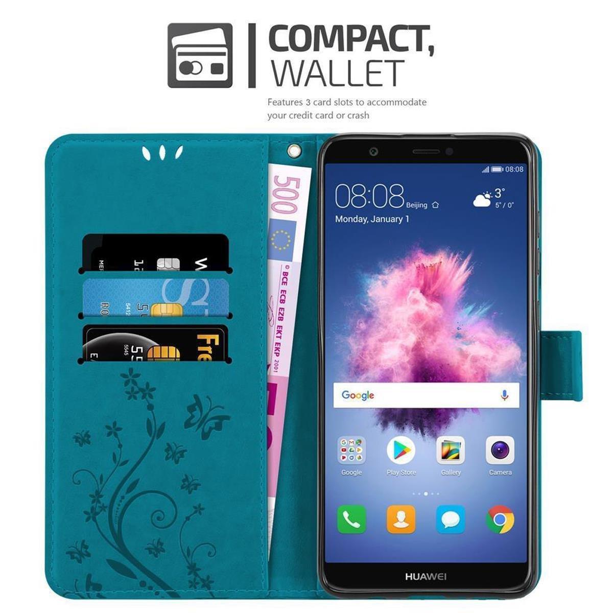 Cadorabo  Hülle für Huawei P SMART 2018  Enjoy 7S Blumen Design Magnetverschluss 