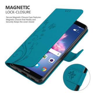 Cadorabo  Housse compatible avec Huawei P SMART 2018 / Enjoy 7S - Coque de protection au design floral avec fermeture magnétique, fonction de support et emplacements pour cartes 