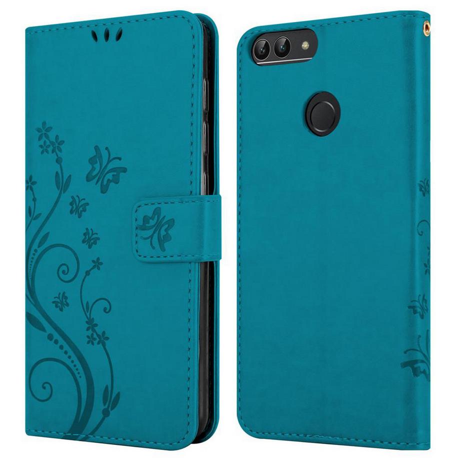 Cadorabo  Hülle für Huawei P SMART 2018  Enjoy 7S Blumen Design Magnetverschluss 
