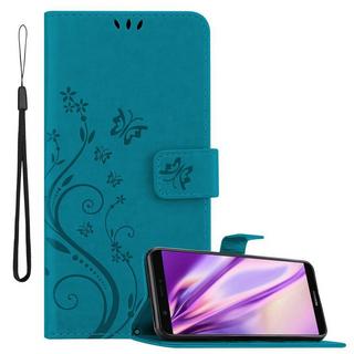 Cadorabo  Housse compatible avec Huawei P SMART 2018 / Enjoy 7S - Coque de protection au design floral avec fermeture magnétique, fonction de support et emplacements pour cartes 