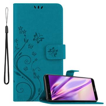 Hülle für Huawei P SMART 2018  Enjoy 7S Blumen Design Magnetverschluss