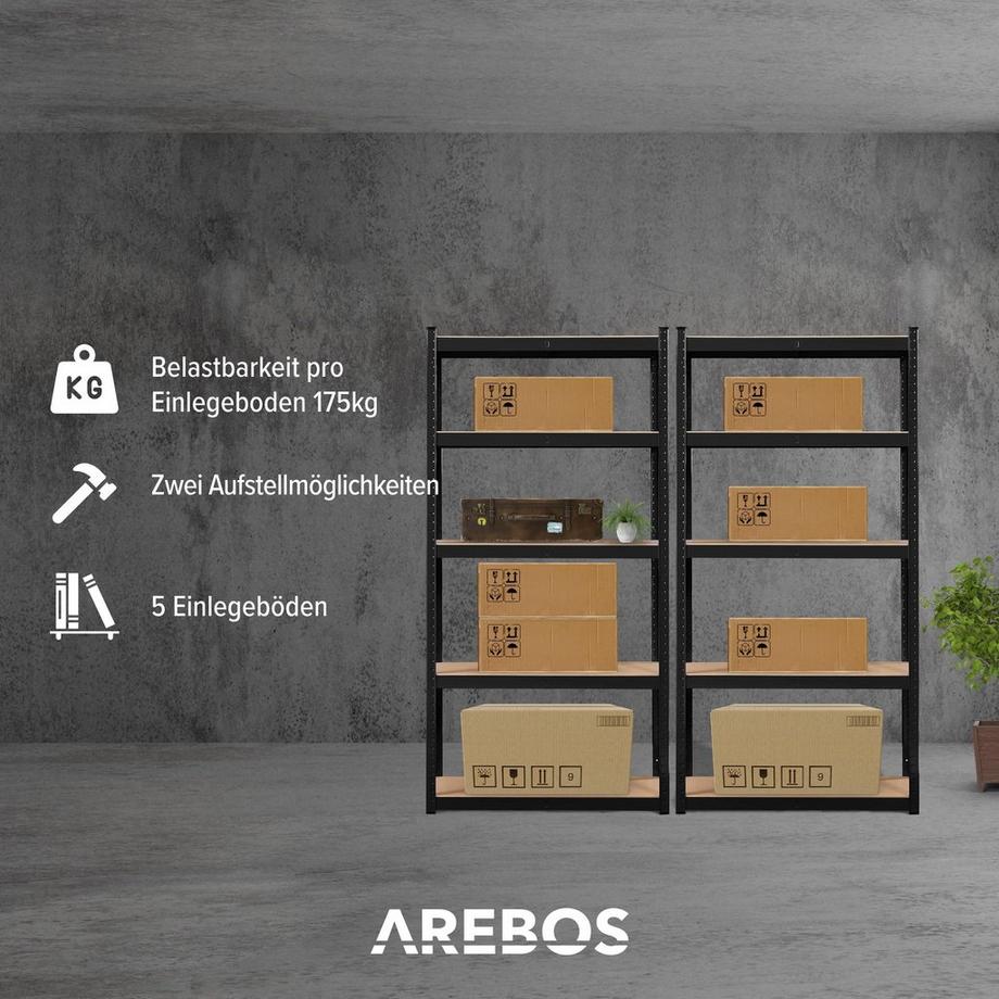 Arebos 2x Schwerlastregale  