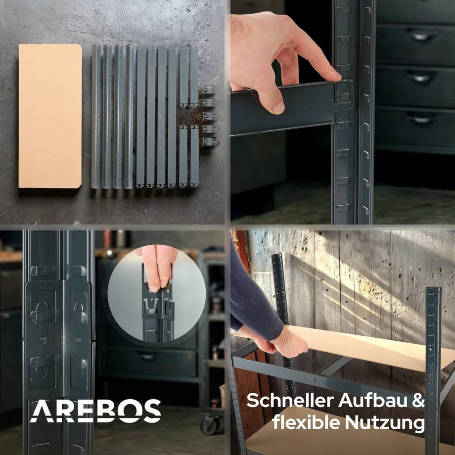 Arebos 2x Schwerlastregale  