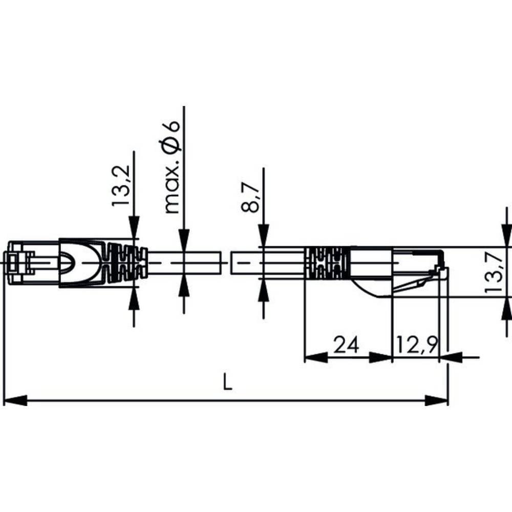 Telegärtner  L00006A0055 RJ45 Cavo di rete, cavo patch CAT 6A S/FTP 25.00 m Nero Ritardante di fiamma, Privo di 