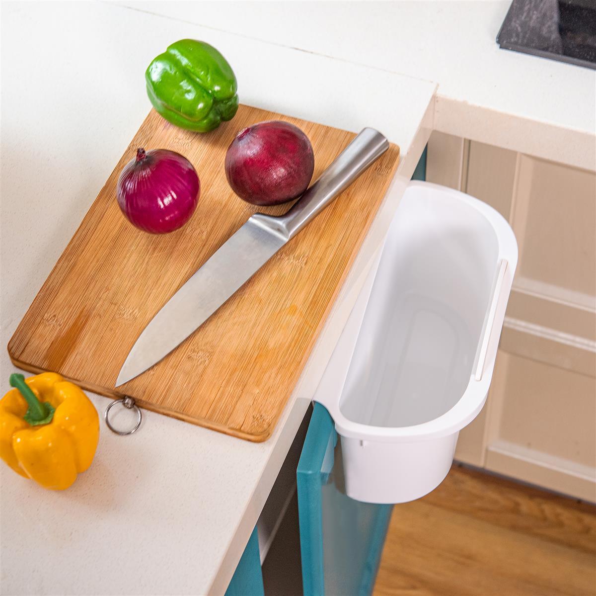 Intirilife Poubelle à suspendre  avec spatule à ordures - Poubelle tout usage pour cuisine  