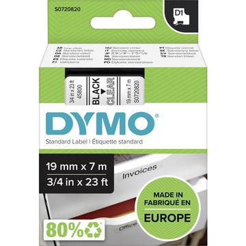 Cassetta nastro DYMO D1 45800 Colore Nastro: Trasparente Colore carattere:Nero 19 mm 7 m