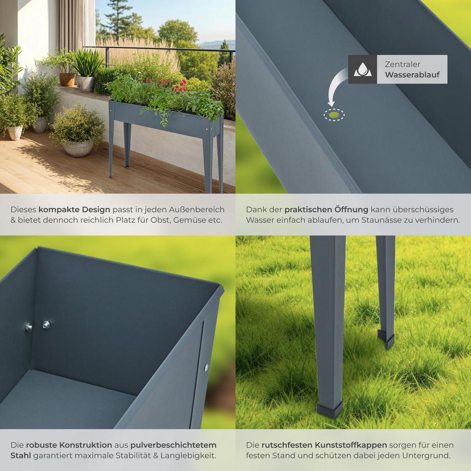 Tectake Carré potager sur pied CALENDULA en acier lâqué époxy  