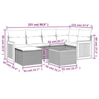 VidaXL Ensemble de canapés de jardin rotin synthétique  