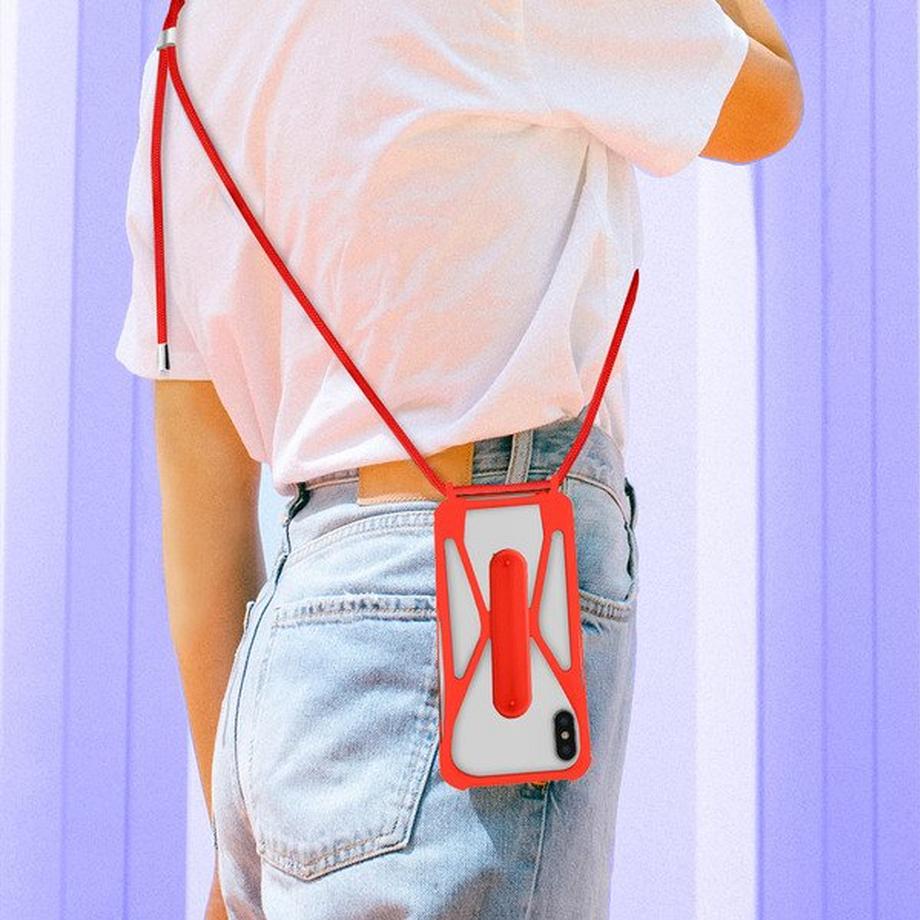 Avizar  Universelle Handyhülle mit Kette Rot 