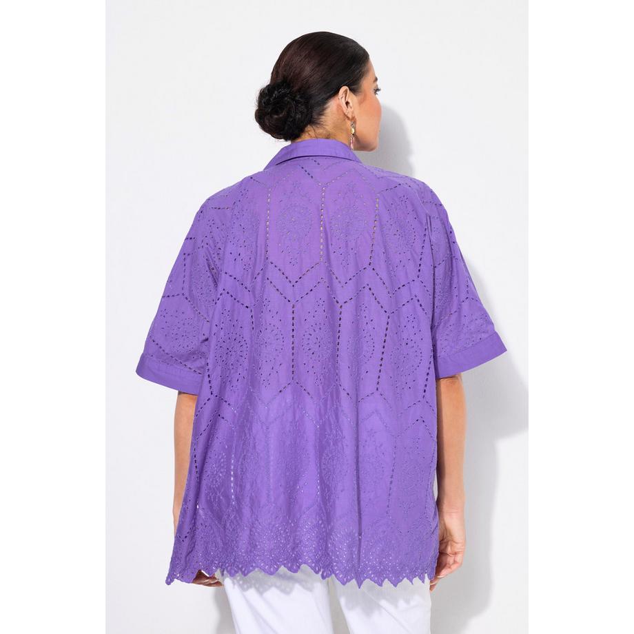 Ulla Popken Blusa Oversize Ricami Traforati  