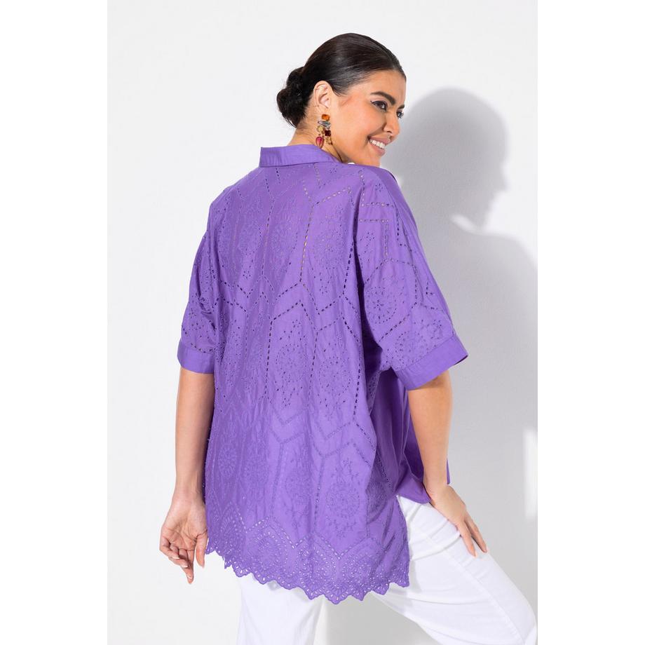 Ulla Popken Blusa Oversize Ricami Traforati  