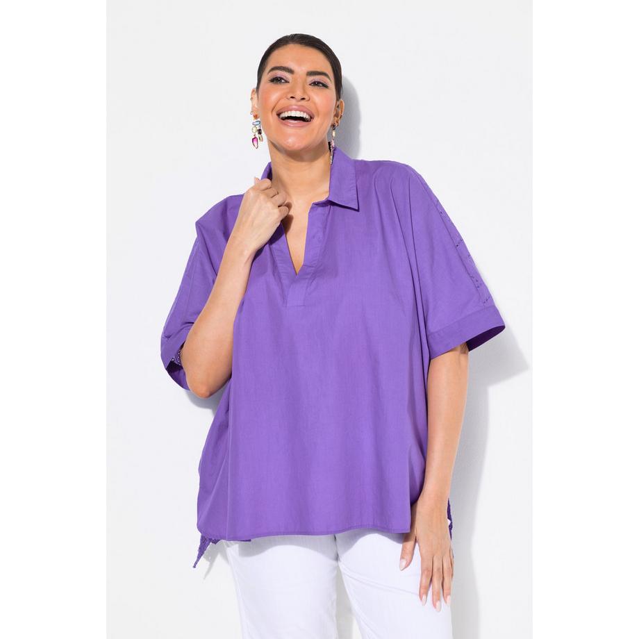 Ulla Popken Blusa Oversize Ricami Traforati  