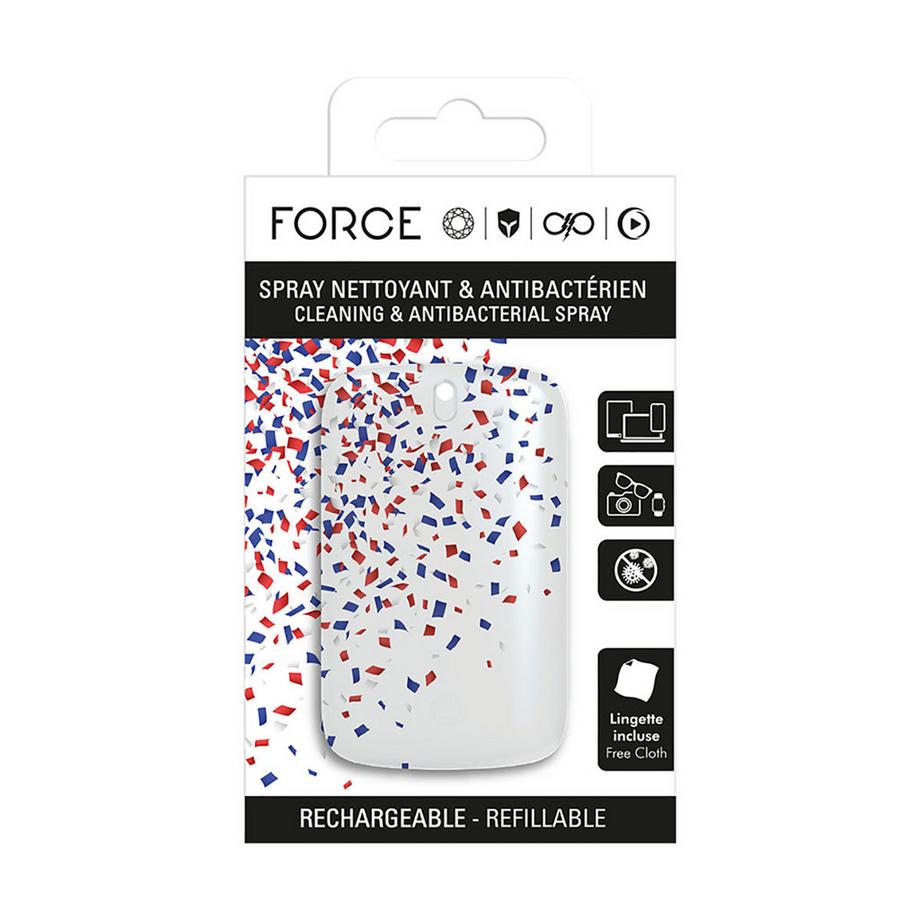 Force Power  Spray detergente antibatterico 15 ml con ricarica e salvietta in microfibra 