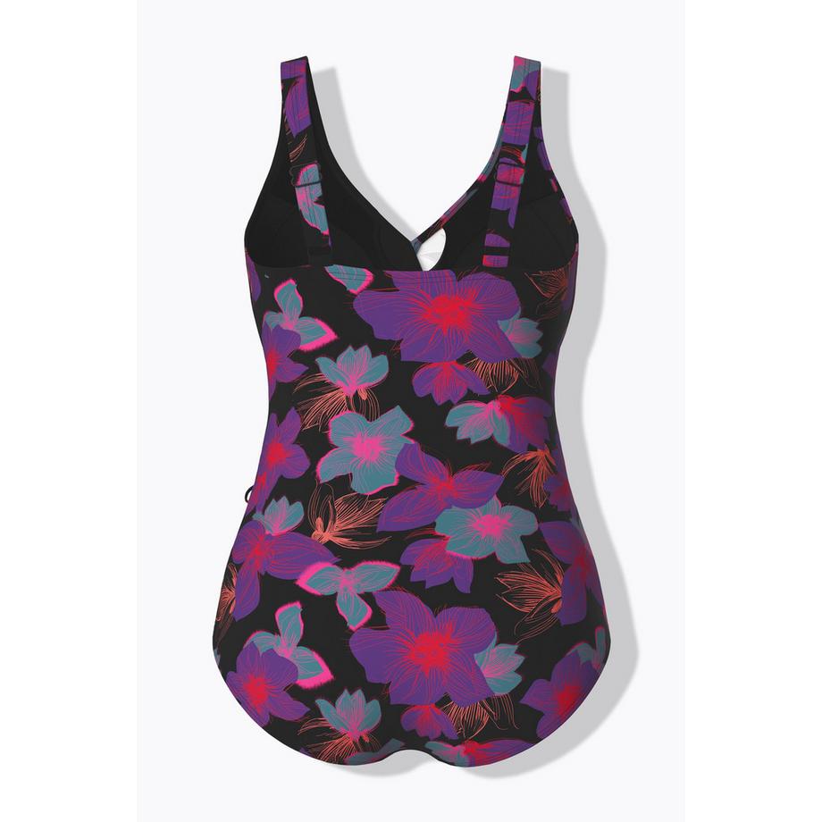 Ulla Popken Blüten Softcup Wickeloptik Badeanzug  