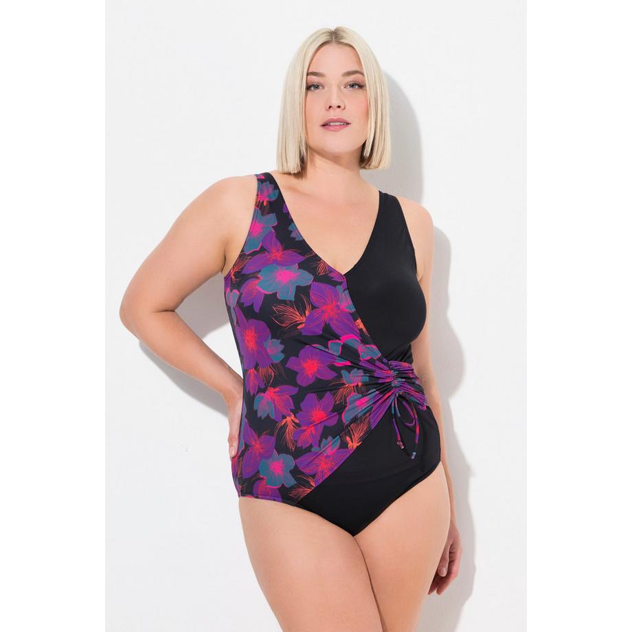 Ulla Popken Blüten Softcup Wickeloptik Badeanzug  