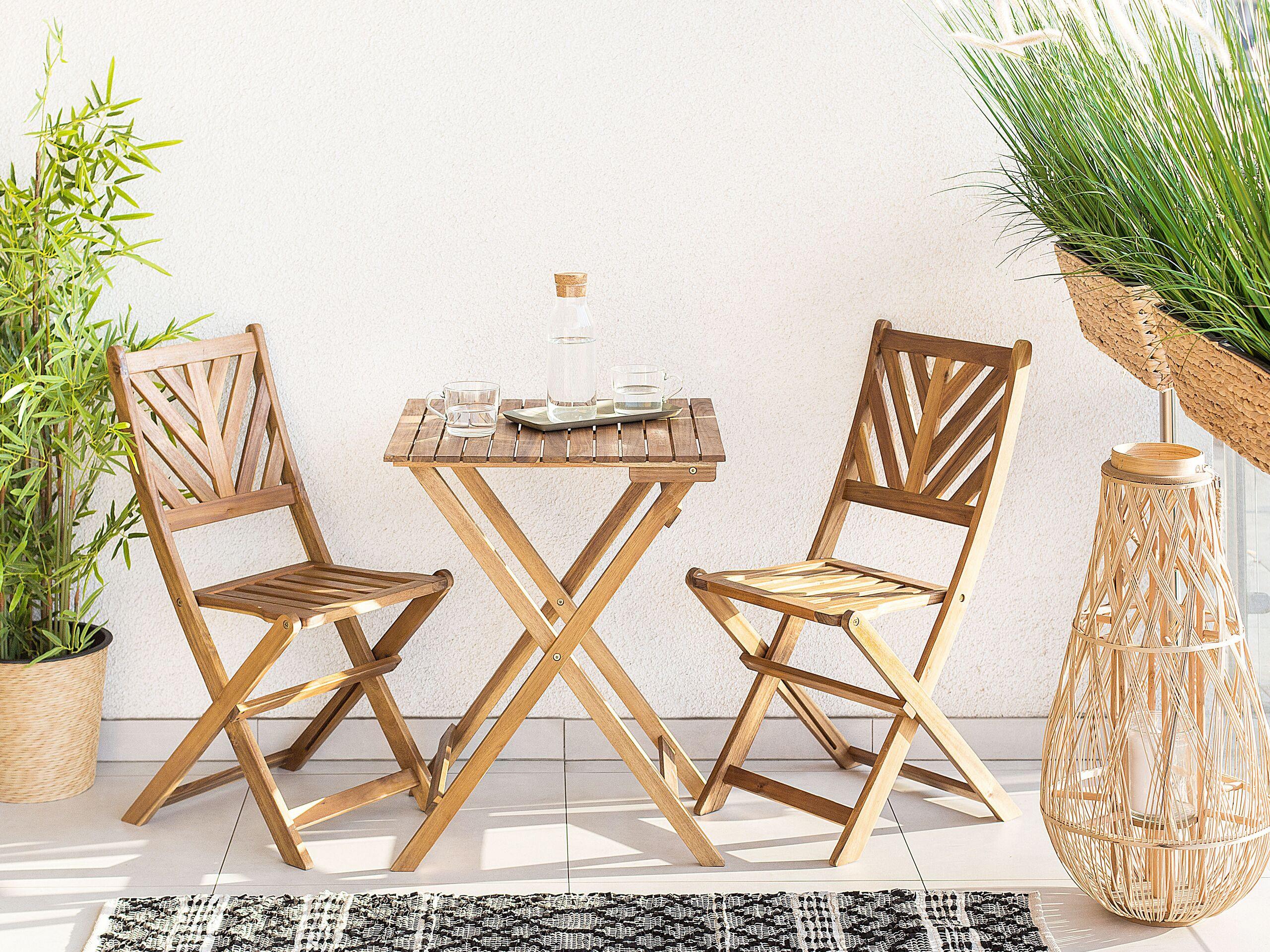 Beliani Bistro Set aus Akazienholz Klassisch TERNI  