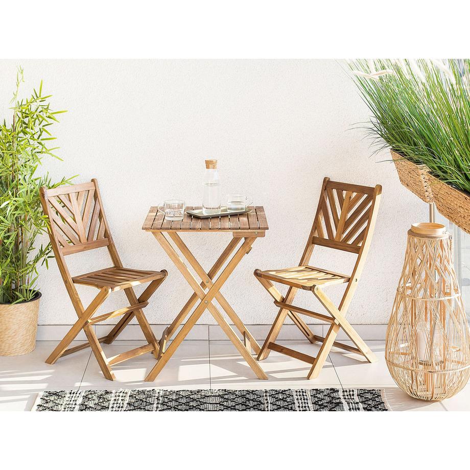 Beliani Bistro Set aus Akazienholz Klassisch TERNI  