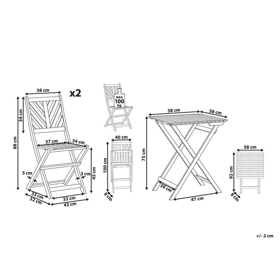 Beliani Bistro Set aus Akazienholz Klassisch TERNI  
