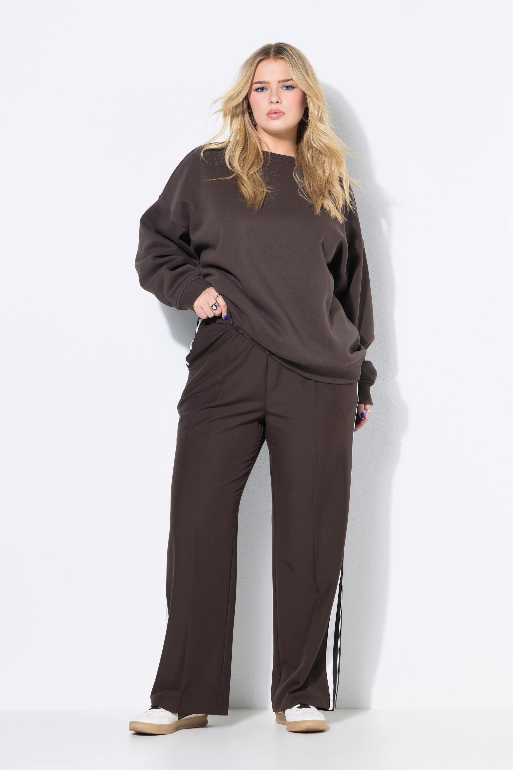 Studio Untold Hose Straight Wide Legs Seitenstreifen  
