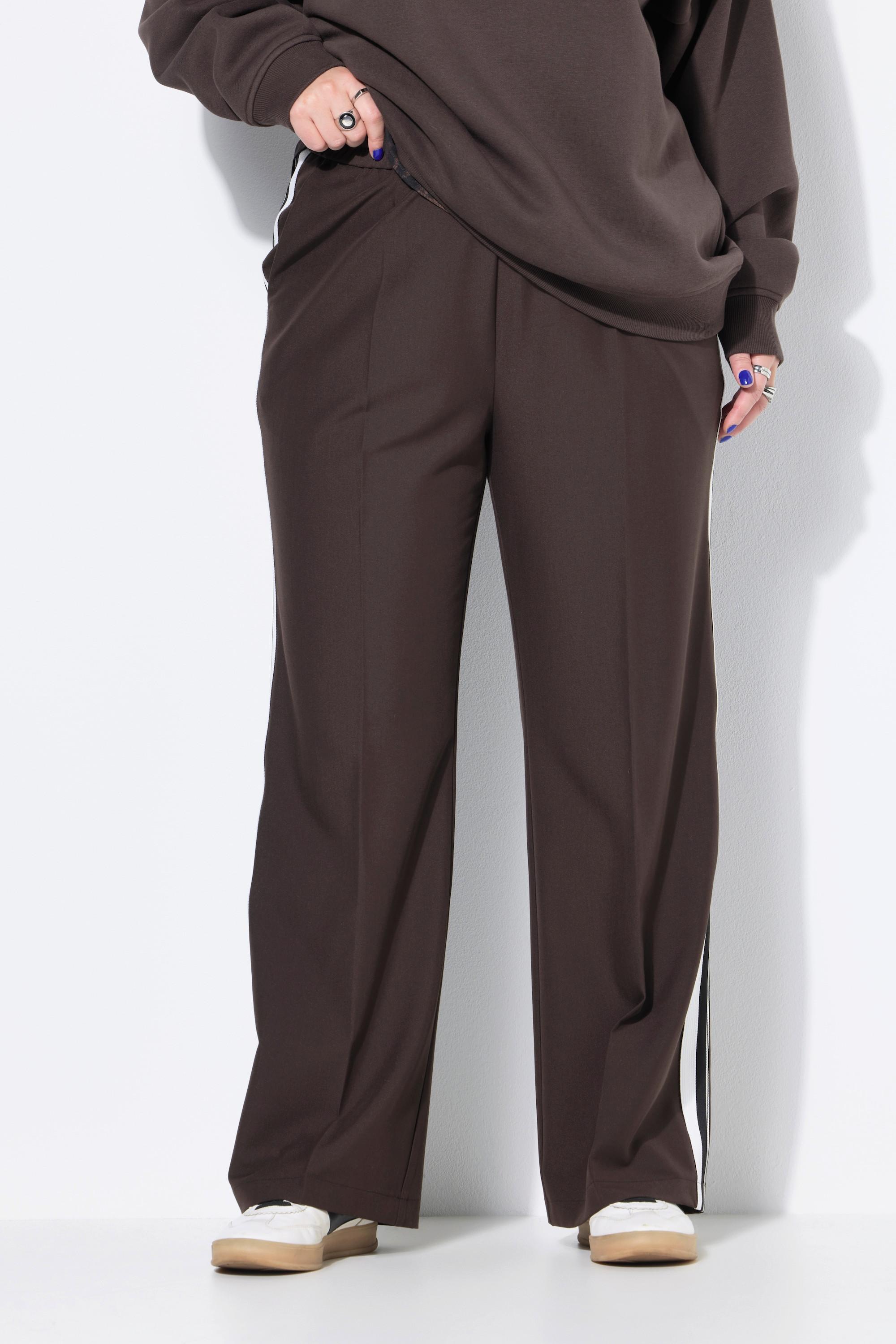 Studio Untold Hose Straight Wide Legs Seitenstreifen  