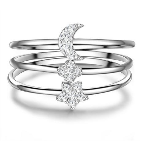 Glanzstücke München  Femme Bague en argent Étoile/lune/fleur 