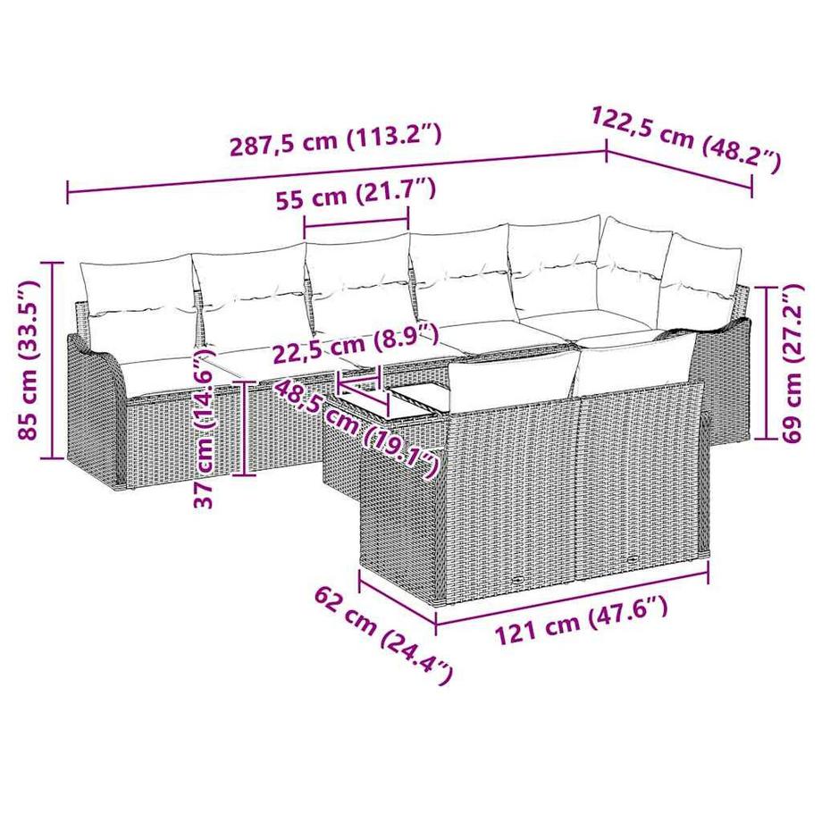 VidaXL Ensemble de canapé de jardin poly rattan  