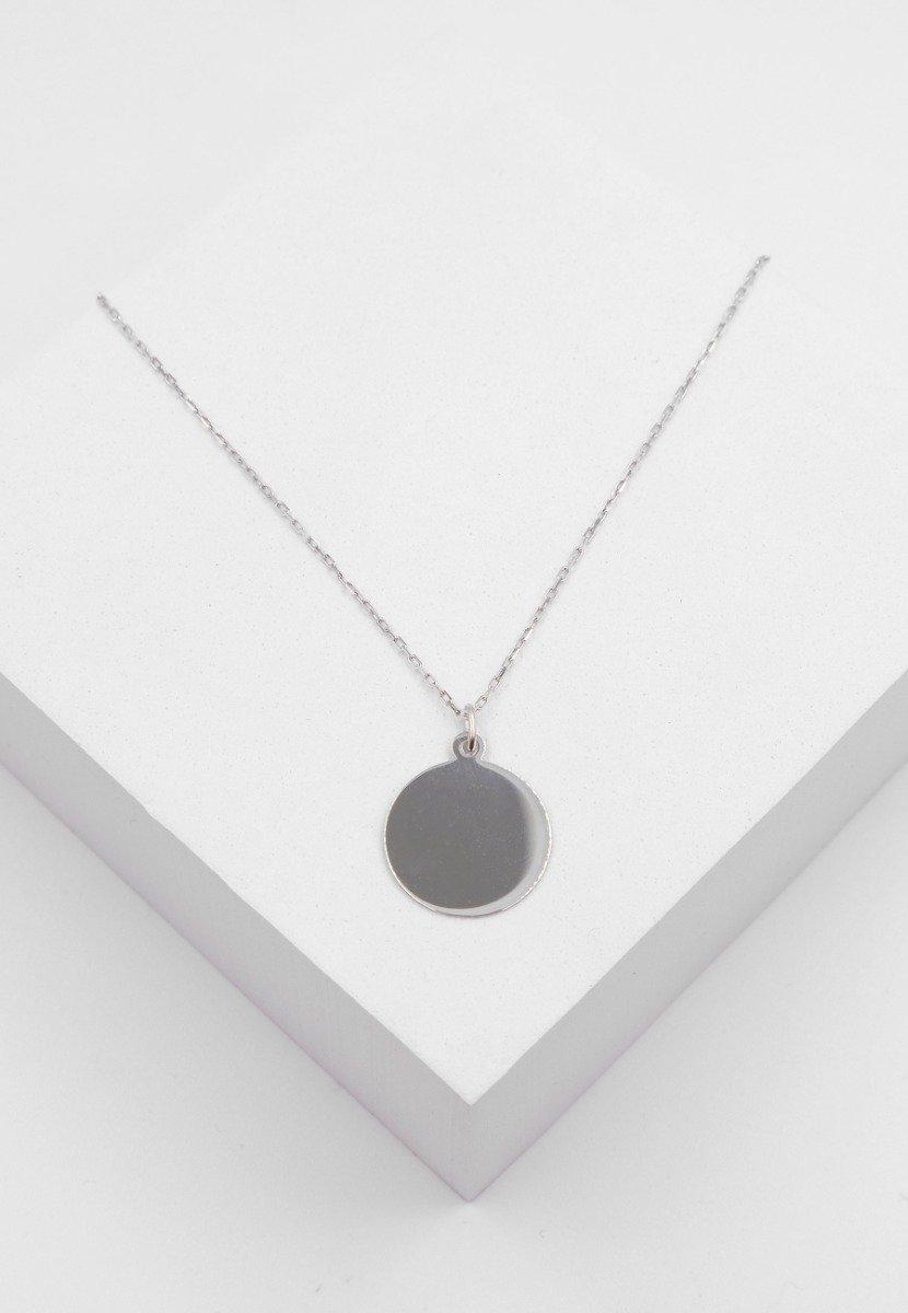 MUAU Schmuck  Anhänger Gravurplatte rund Weissgold 750, 18mm 